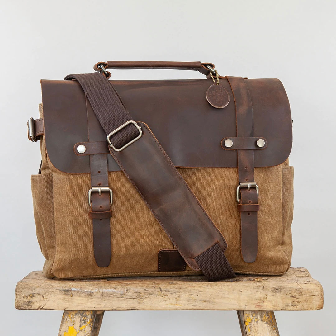 Waxed canvas and leather messenger bags by Cotswold Hipster