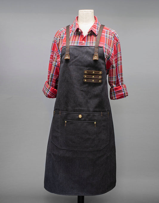 Kingham dark grey heavy canvas apron, workshop apron, canvas and leather apron. apron for men, apron for women, unisex apron, barbers apron, jewellers apron, artisan apron