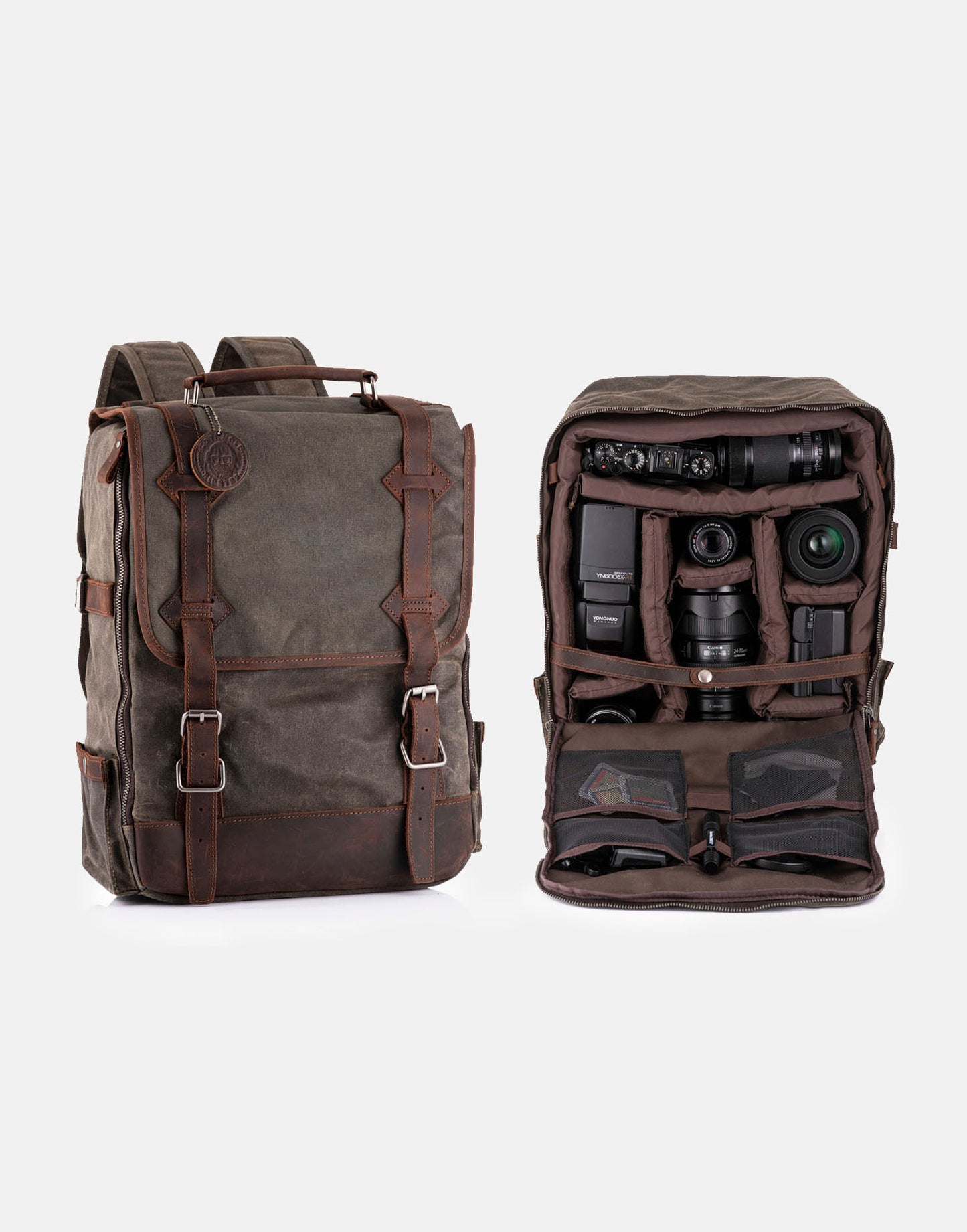 Waxed canvas and leather camera backpack by Cotswold Hipster The Stanton Pro