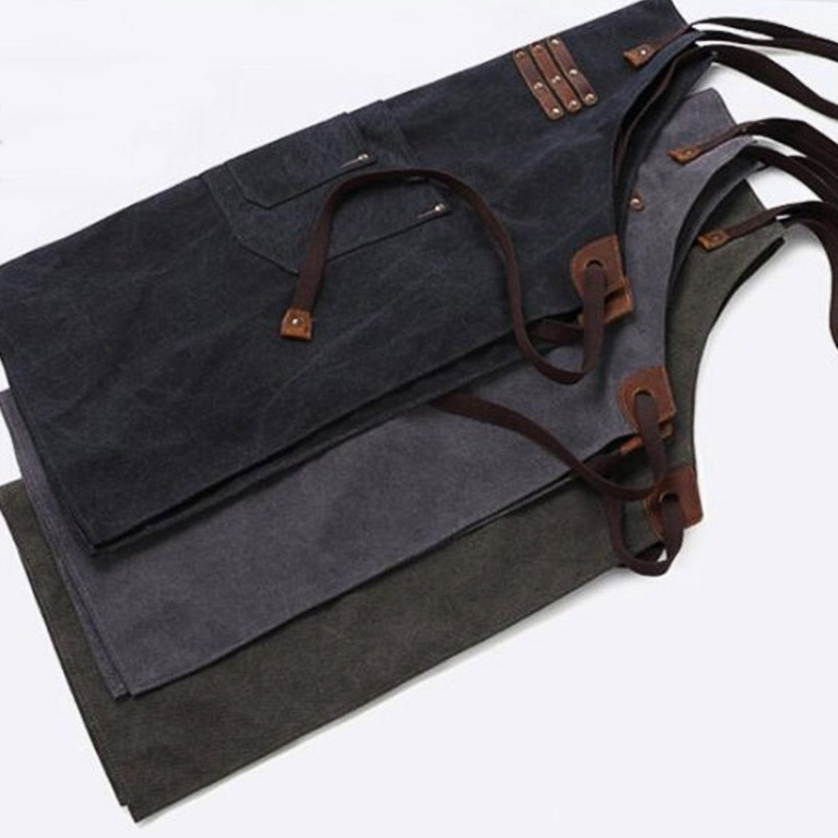 Heavy duty cotton canvas with leather trim apron by Cotswold Hipster The Kingham Apron