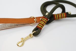Leather and felt dog collars and leads - Tan and Natural