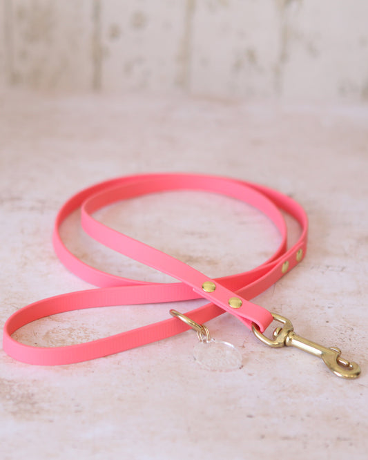 12mm Coral BioThane® dog lead, waterproof and easy to clean, handcrafted in the Cotswolds.