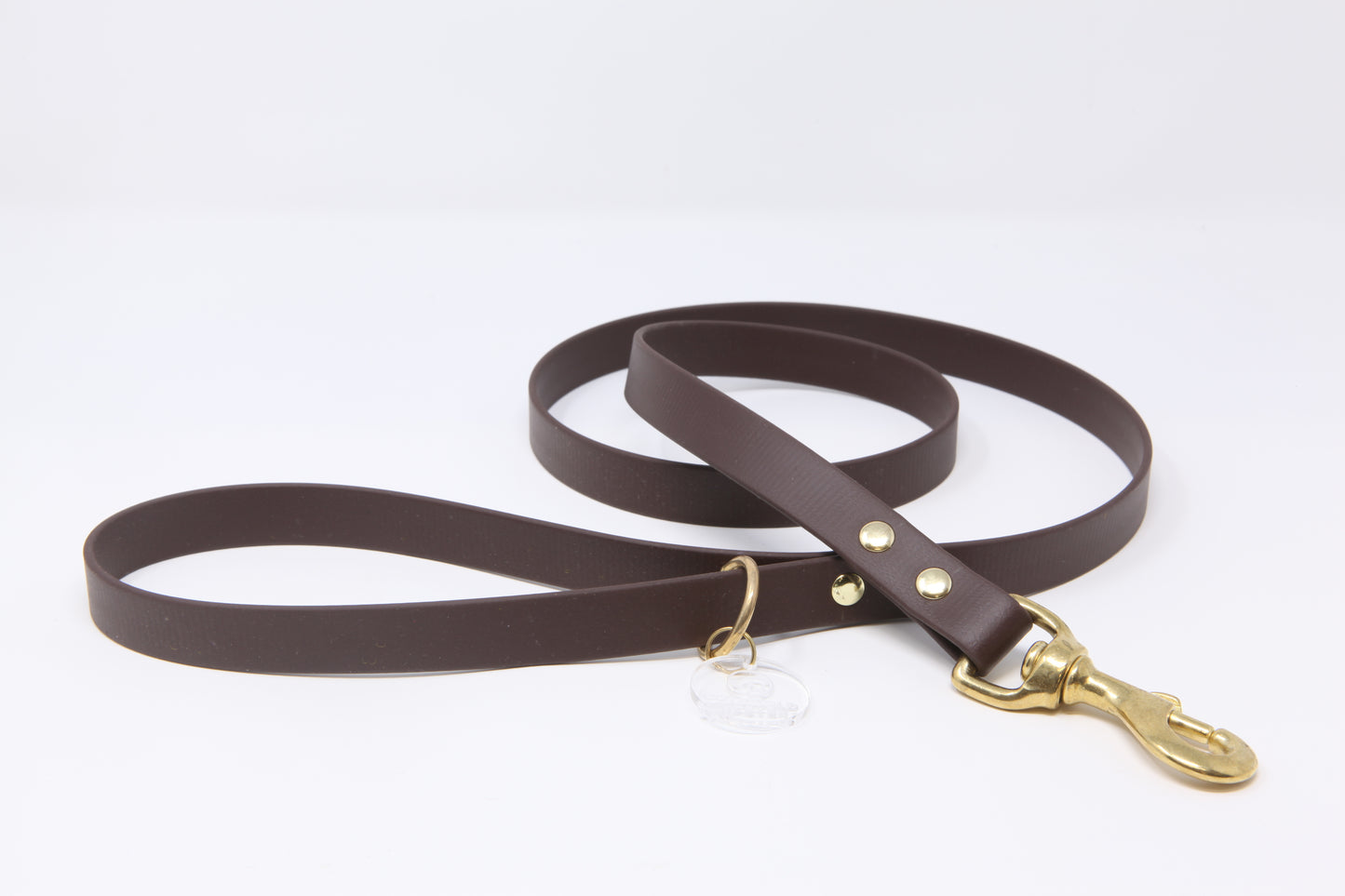 Dark Brown BioThane®  dog lead, 20mm wide, with solid brass hardware, handmade by Cotswold Hipster 