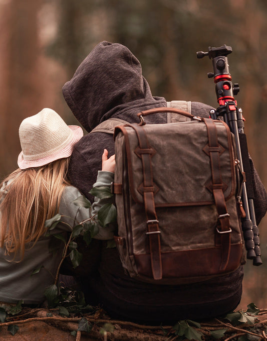 Waxed canvas and leather camera backpack by Cotswold Hipster The Stanton Pro