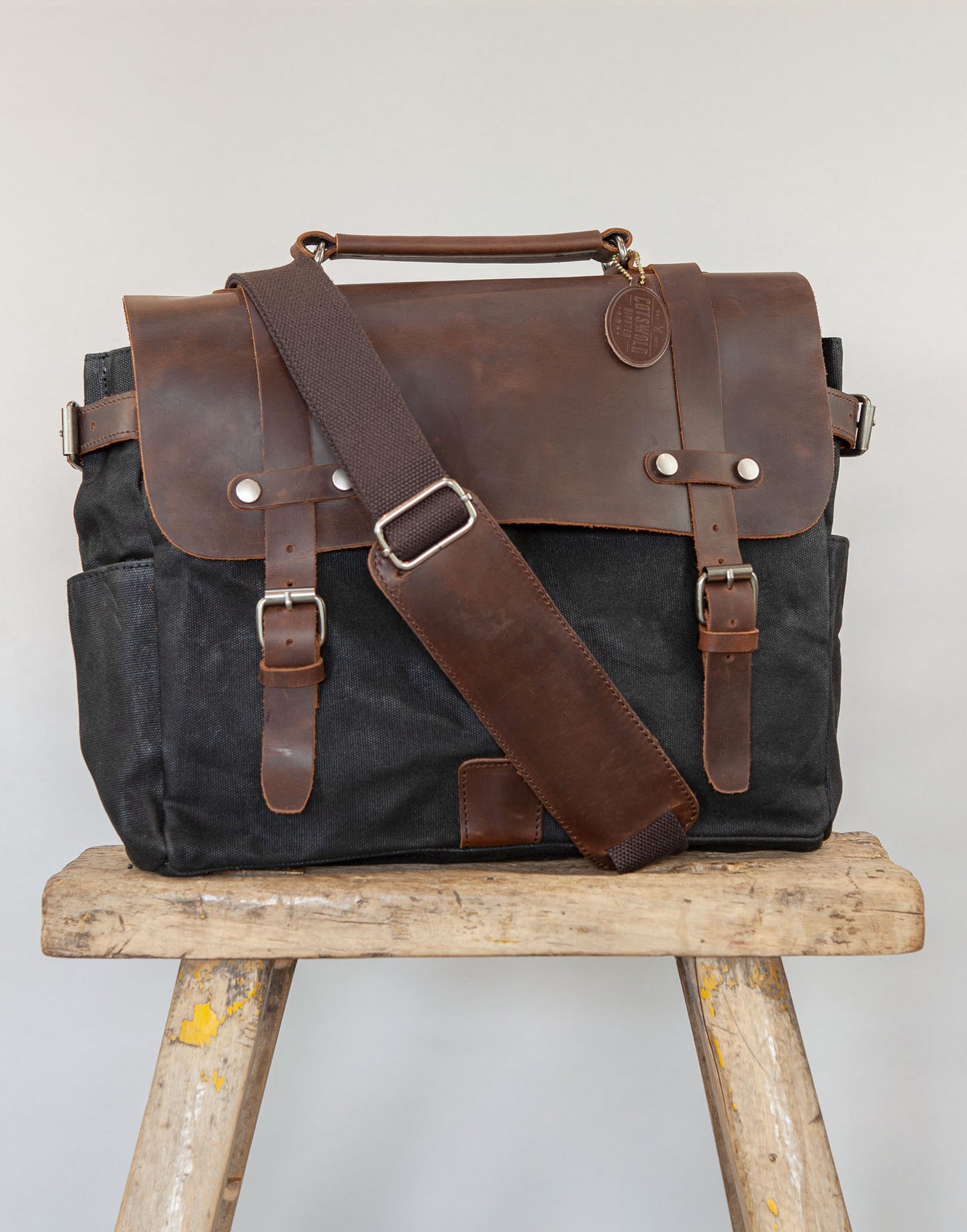 Leather and Canvas record bag