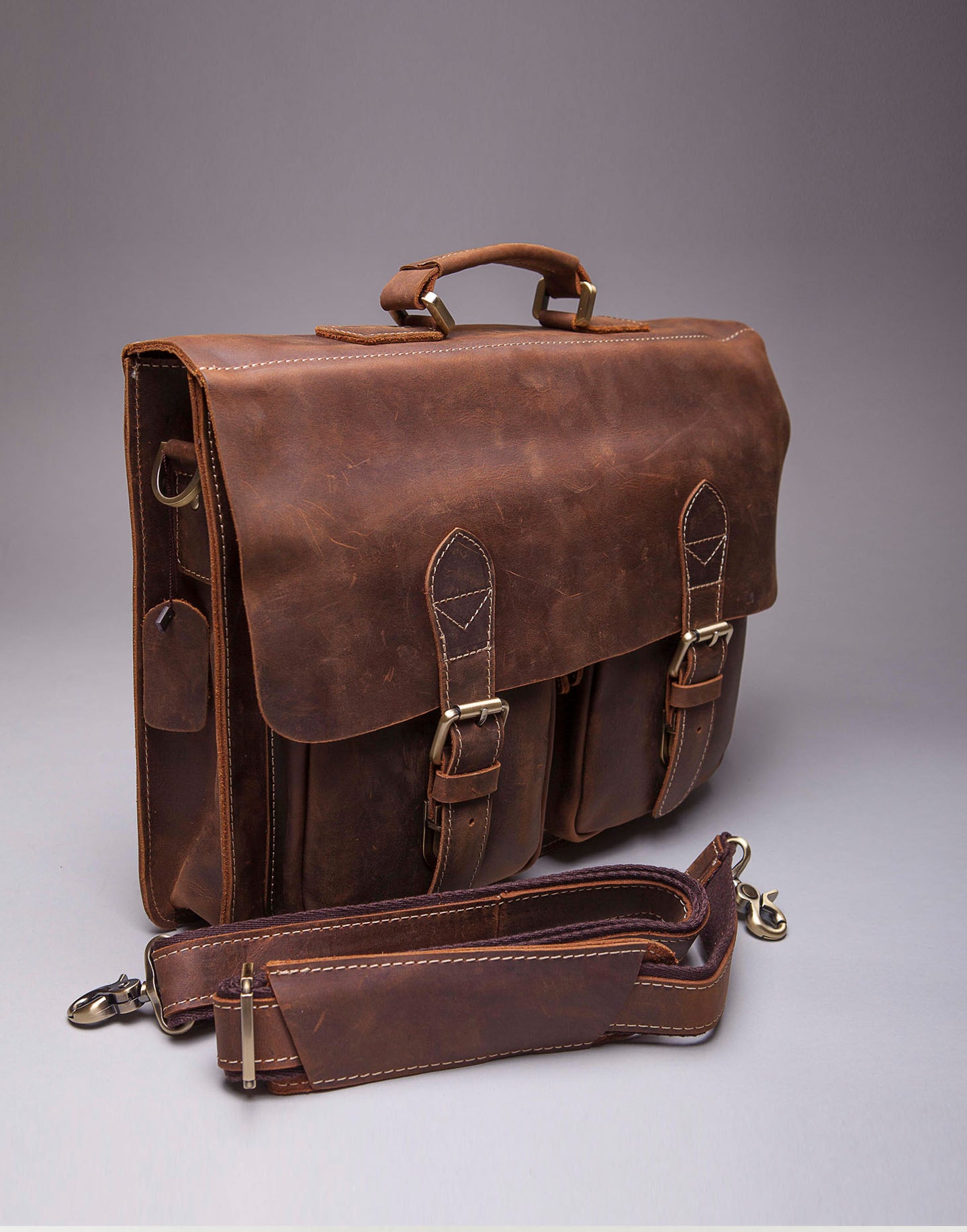 Brown Vintage Leather Messenger Bag, Laptop Bag, Briefcase, Office Bag,  Pure Leather(Y/N): Yes