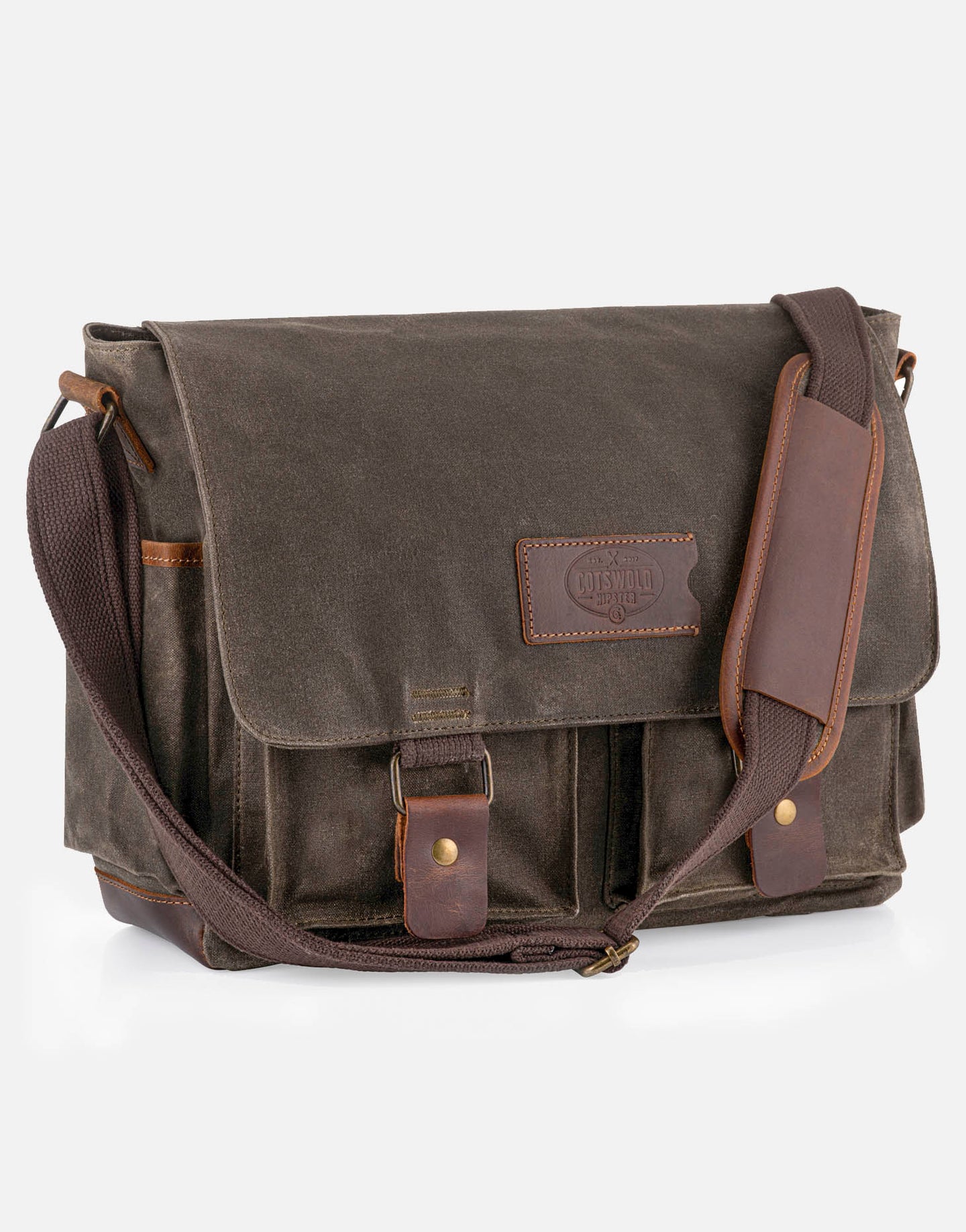 Waxed canvas and leather messenger bag by Cotswold Hipster The Evenlode Messenger Bag