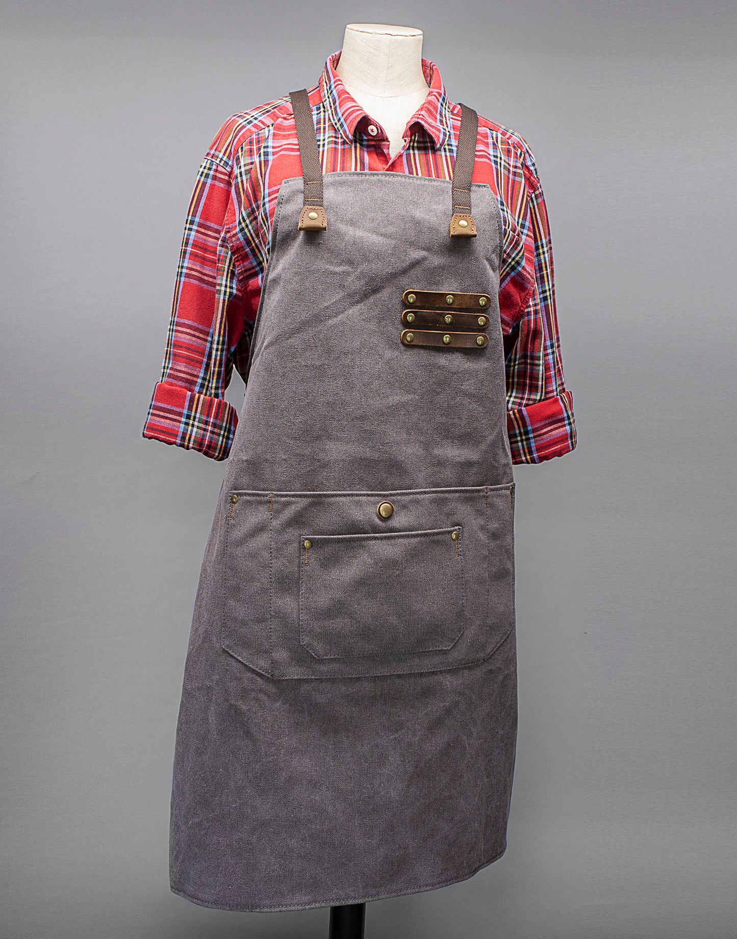 Kingham light grey heavy canvas apron, workshop apron, canvas and leather apron. apron for men, apron for women, unisex apron, barbers apron, jewellers apron, artisan apron