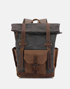 Waxed canvas and leather vintage style backpack by Cotswold Hipster The Malmesbury Backpack 