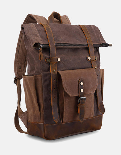 Waxed canvas and leather vintage style backpack by Cotswold Hipster The Malmesbury Backpack 