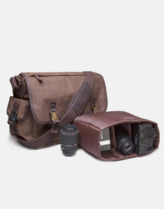 Waxed canvas and leather camera messenger bag by Cotswold Hipster The Stanton Camera Messenger