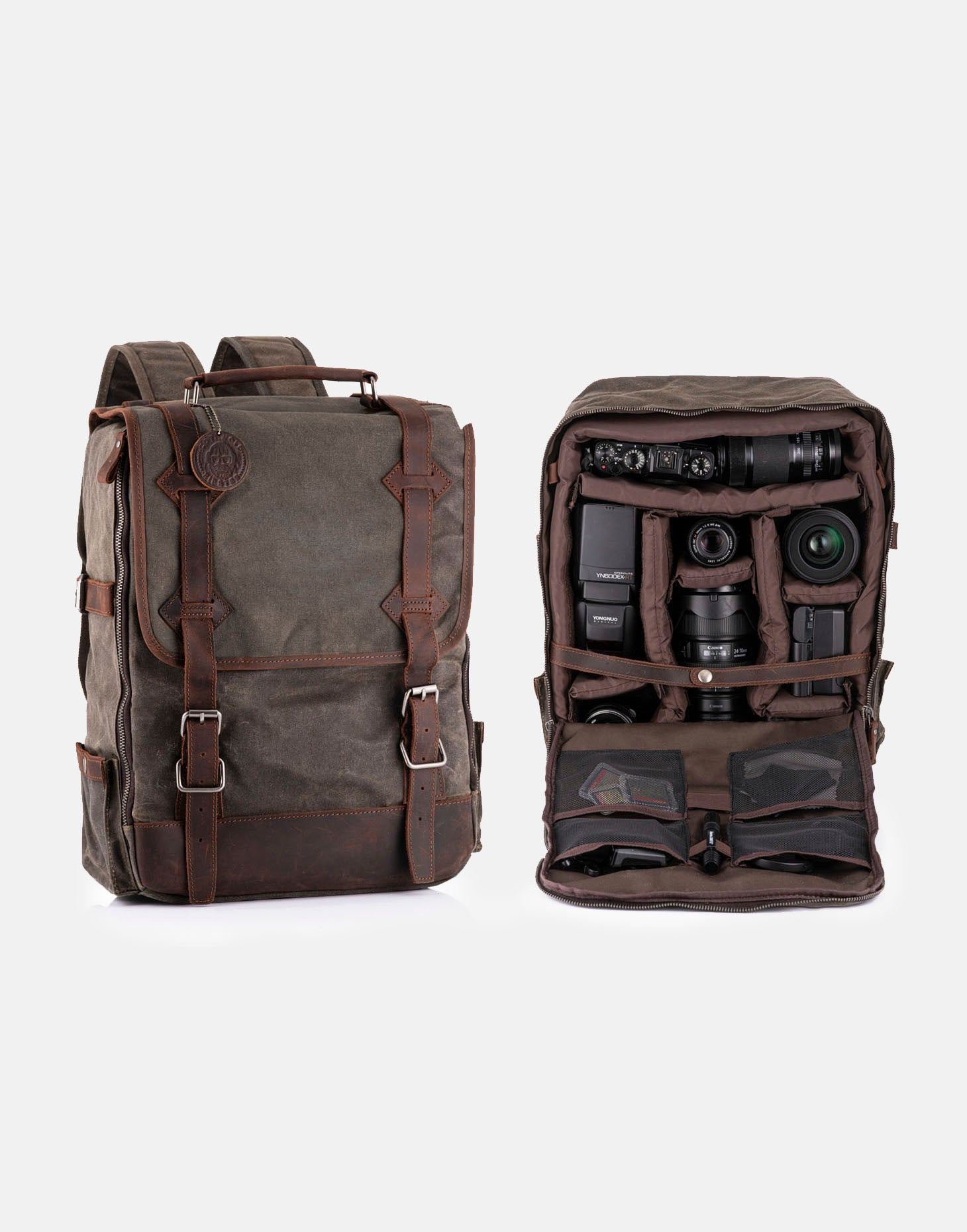 Waxed canvas and leather camera backpack by Cotswold Hipster The Stanton Pro