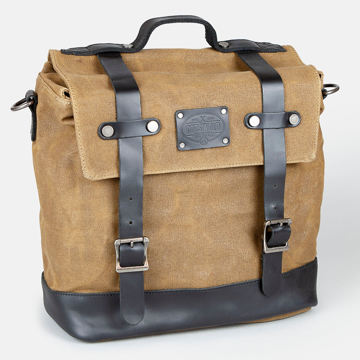 Waxed canvas and leather motorcycle pannier messenger bag by Cotswold Hipster The Tetbury