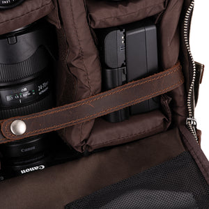 The Stanton Pro waxed canvas and leather Camera Backpack