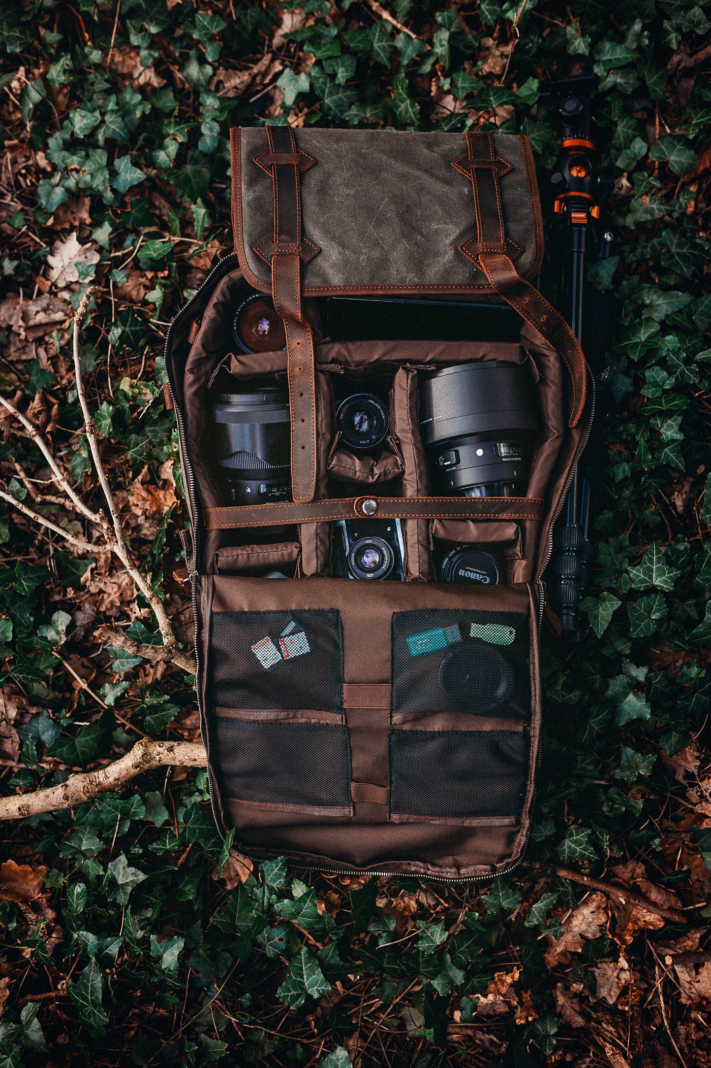 Waxed canvas and leather camera backpack by Cotswold Hipster The Stanton Pro