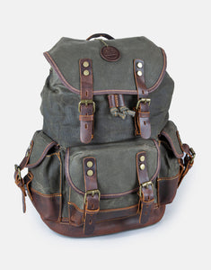 Waxed canvas and leather vintage style backpack by Cotswold Hipster The Churchill